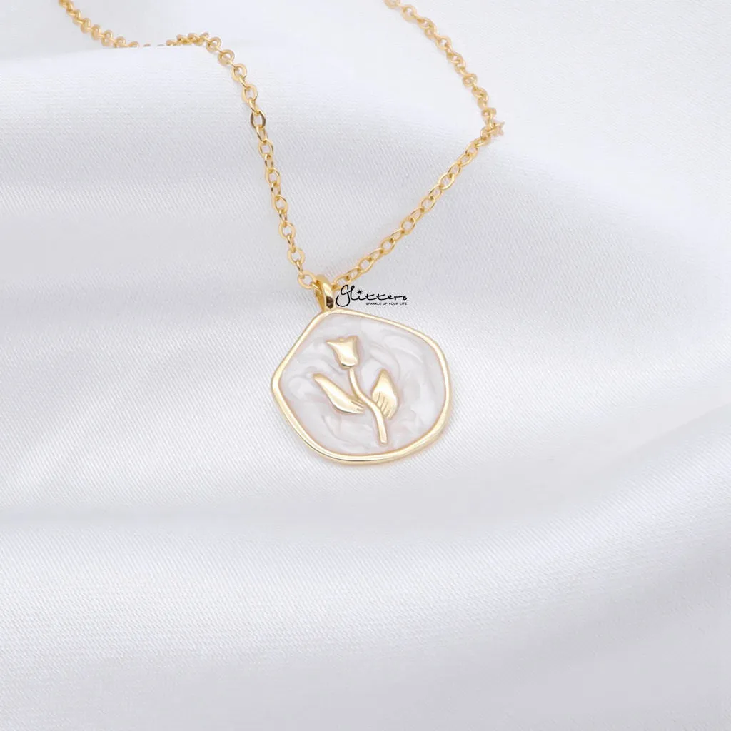 Sterling Silver Rose Necklace - Gold