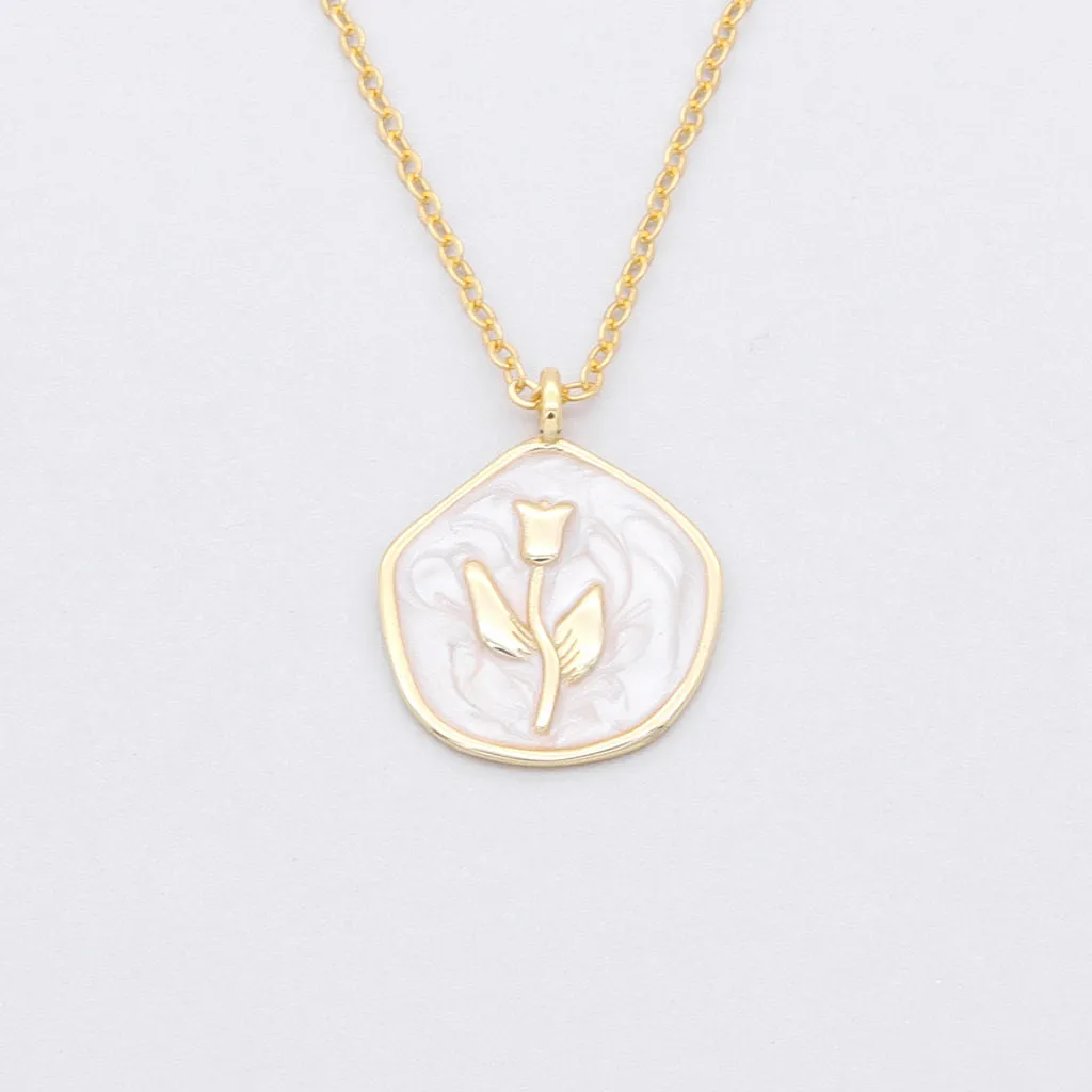 Sterling Silver Rose Necklace - Gold