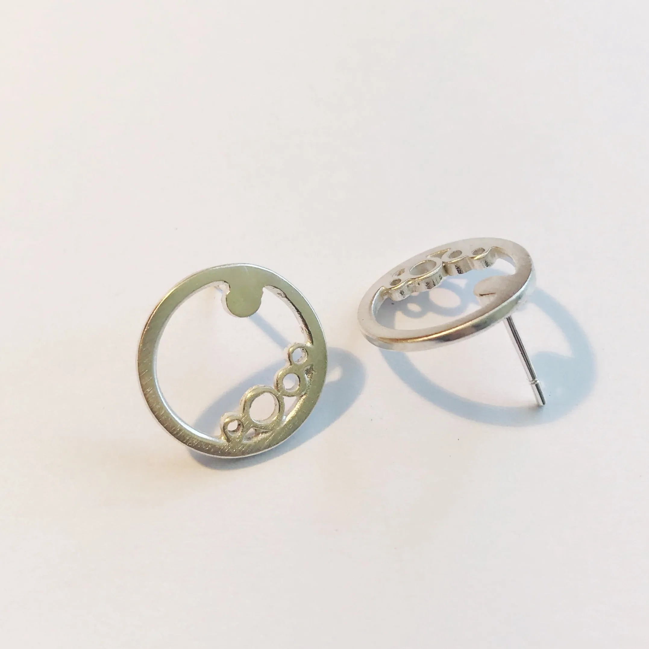 Sterling silver round ring studs