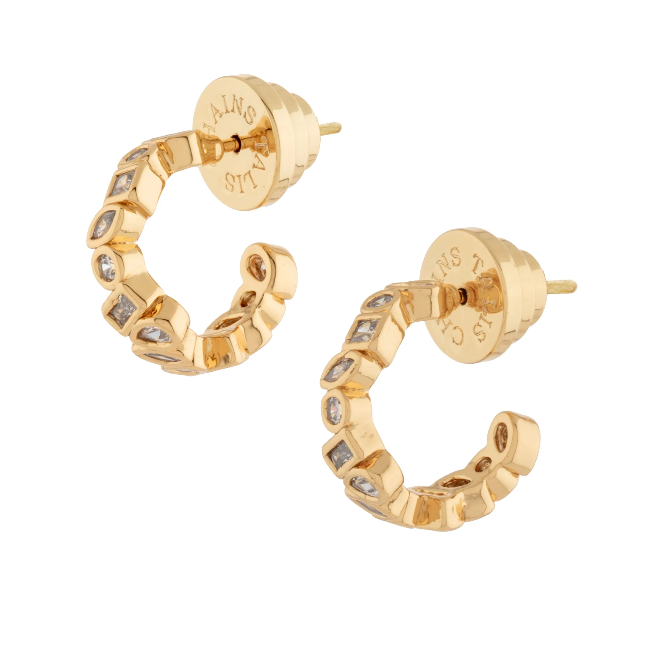 Talis Chains Deconstructed Cubic Zirconia Earrings - Gold