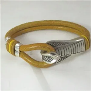 Tan Leather Men's Bracelet Serpent Clasp