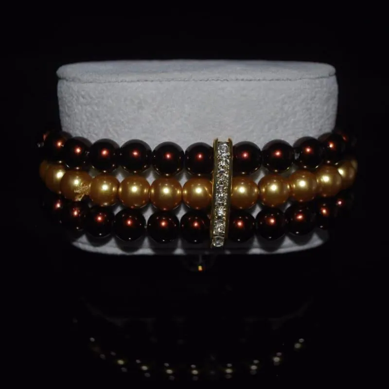 Three Strands Brown And Gold Two Toned Bracelets