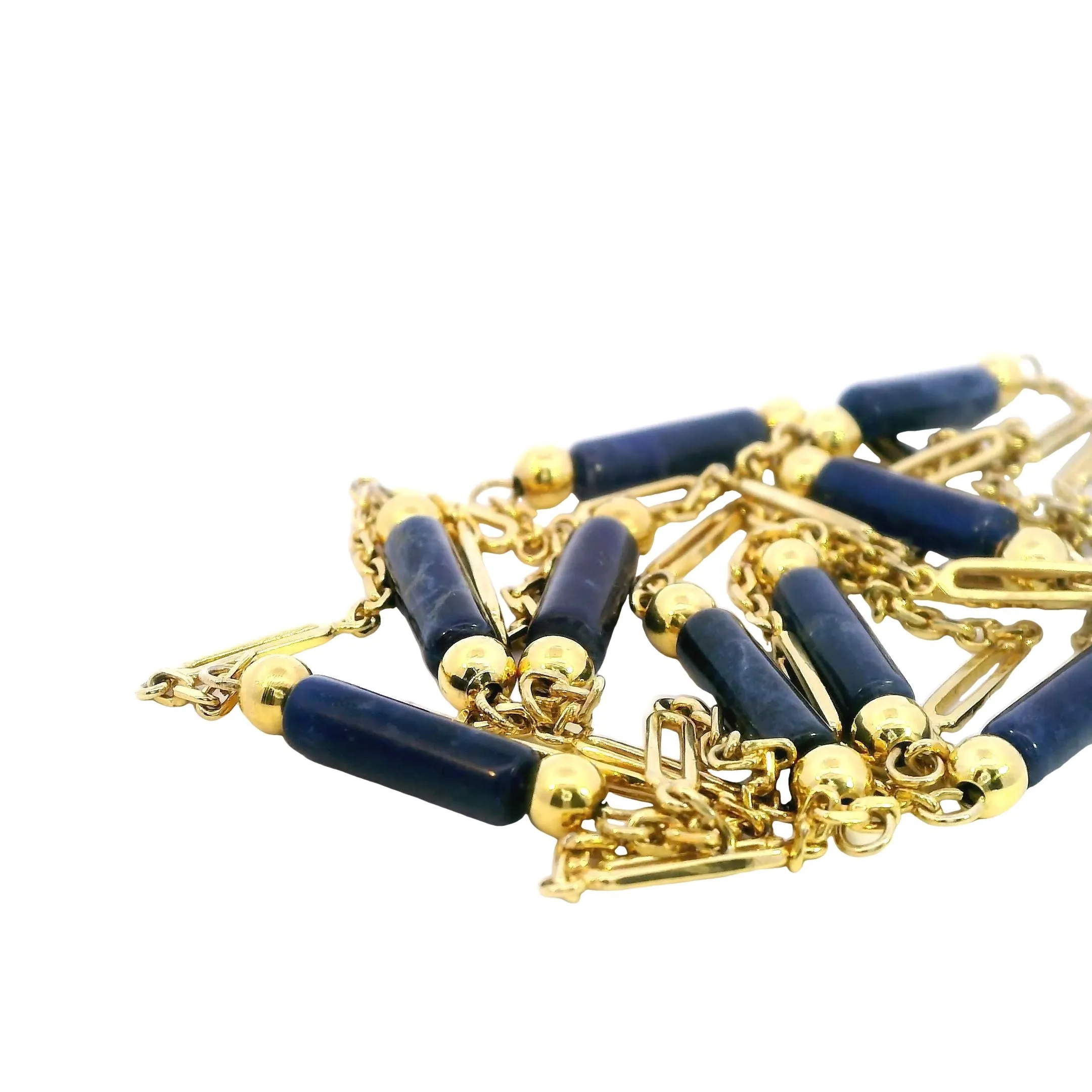 Timeless Elegance Unveiled: Lapis Lazuli & Gold-Look Link Necklace