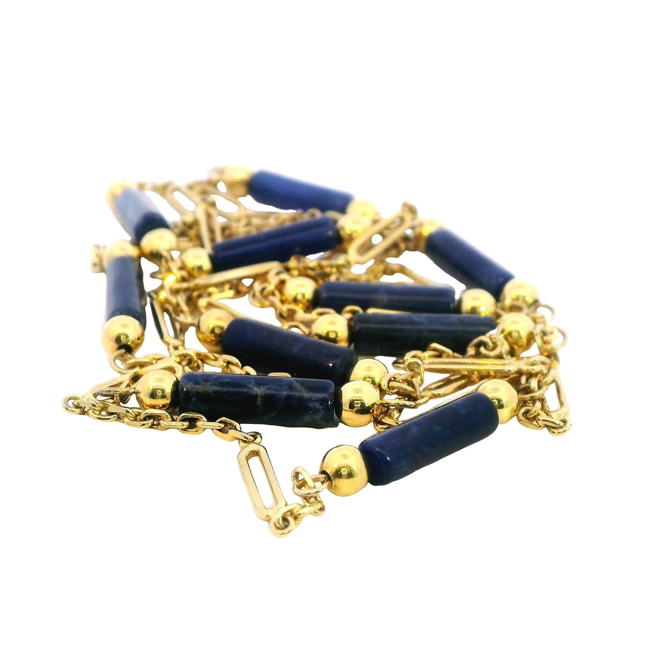 Timeless Elegance Unveiled: Lapis Lazuli & Gold-Look Link Necklace