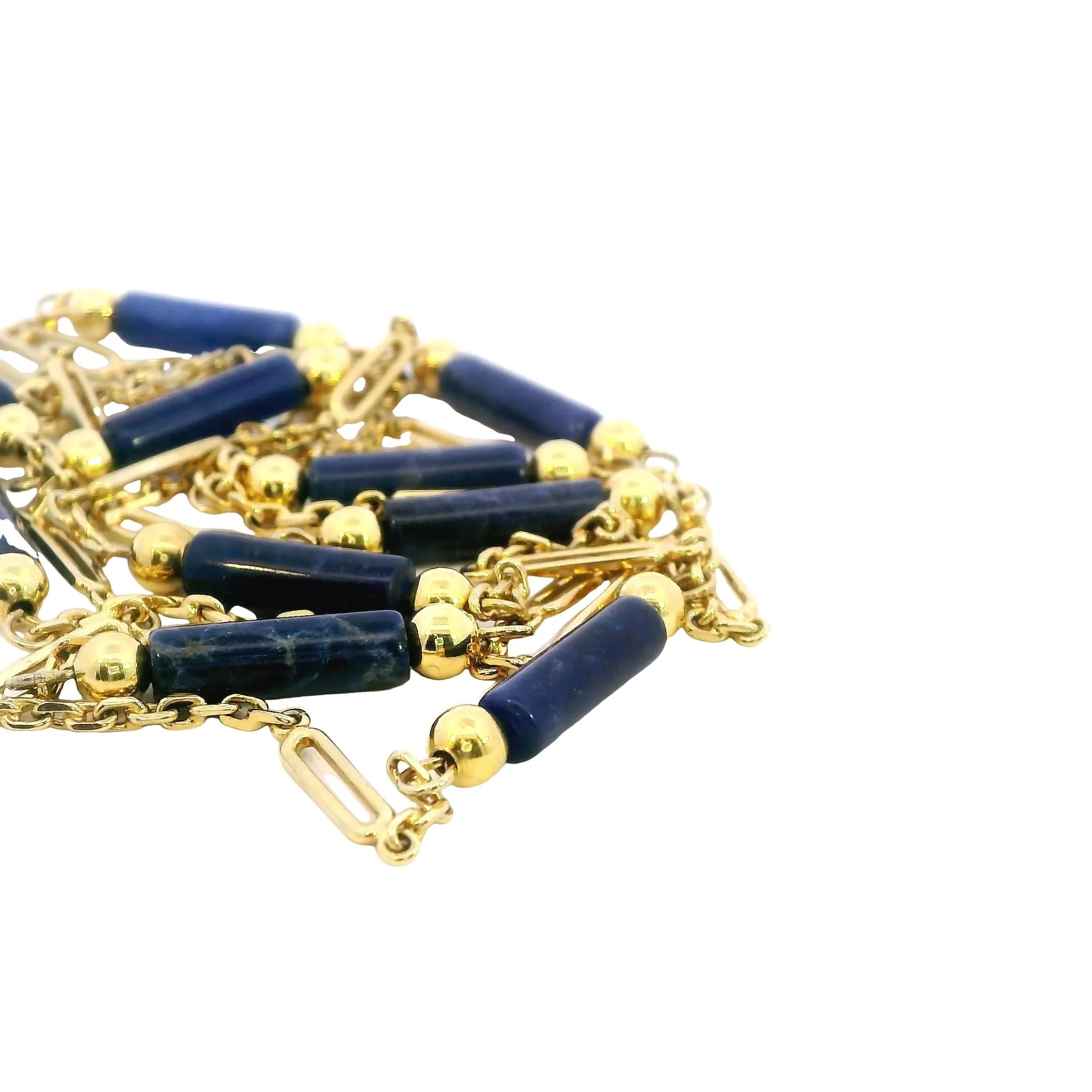 Timeless Elegance Unveiled: Lapis Lazuli & Gold-Look Link Necklace