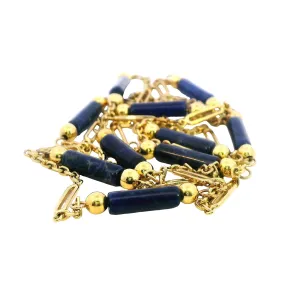 Timeless Elegance Unveiled: Lapis Lazuli & Gold-Look Link Necklace