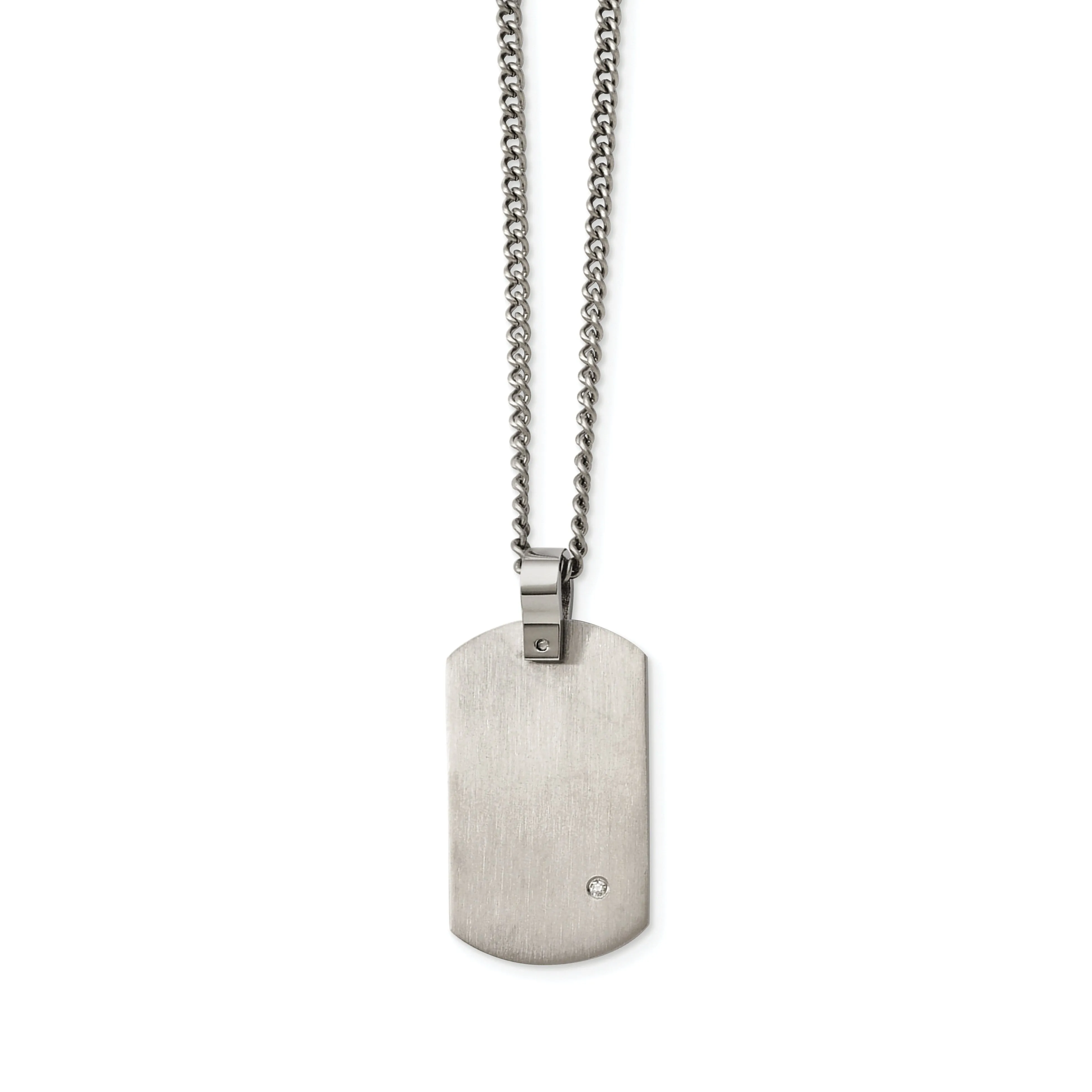 Titanium Diamond Accent Dog Tag Chains