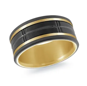 Titanium with Carbon Fiber and 14K Yellow Gold Ring from the Titanium Collection by Malo - MRDTI-018-9BY