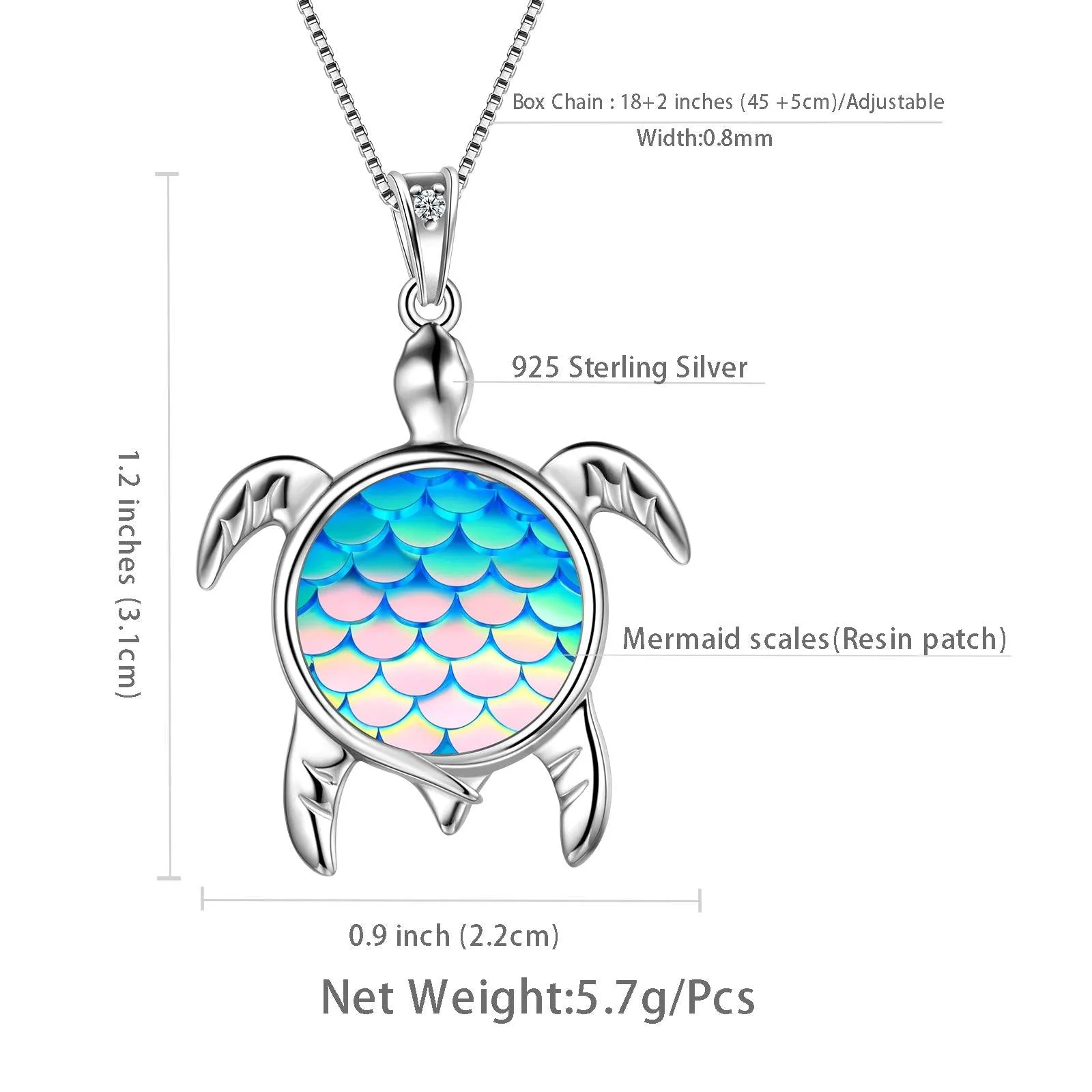 Tokyo Mart Turtle Pendant Charm Necklace Gradient Light Blue Women Girls Jewelry Birthday Gift