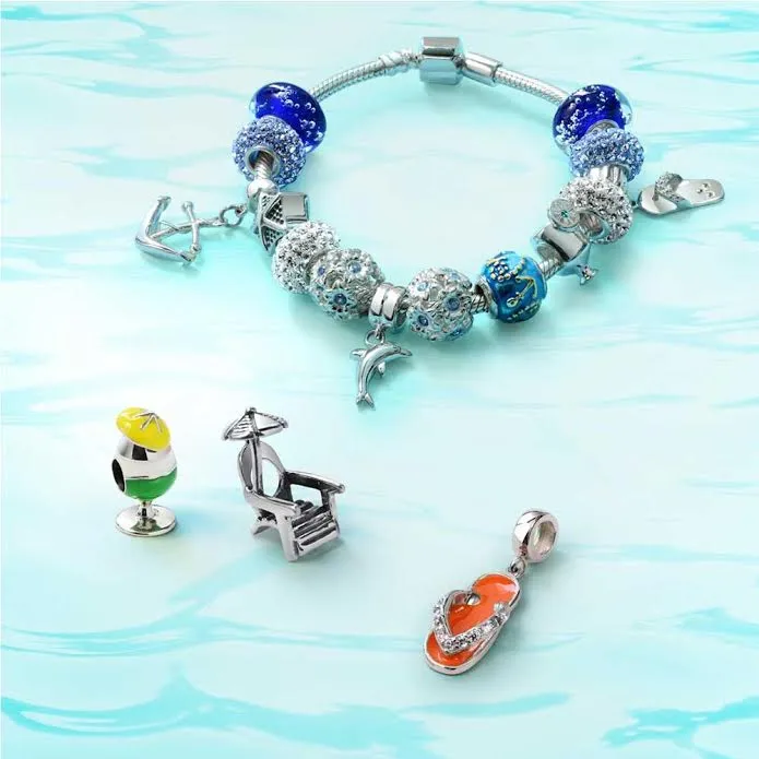 Tropical Cocktail Glass Charm Bead for Margarita & Pina Colada Bracelets