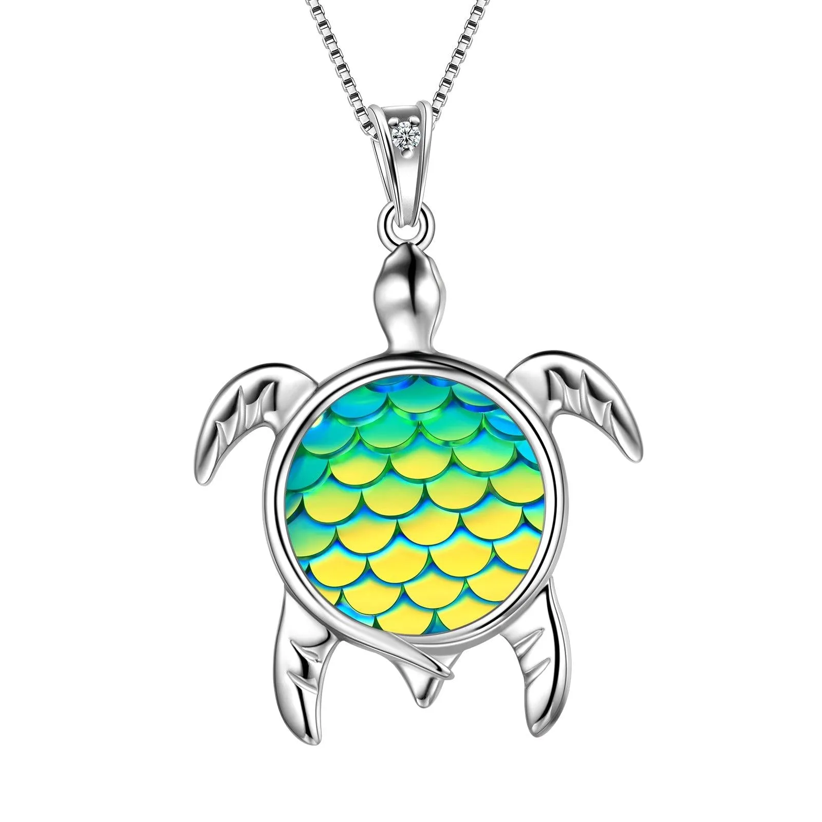 Turtle Pendant Charm Necklace Gradient Green Women Girls Jewelry Birthday Gift