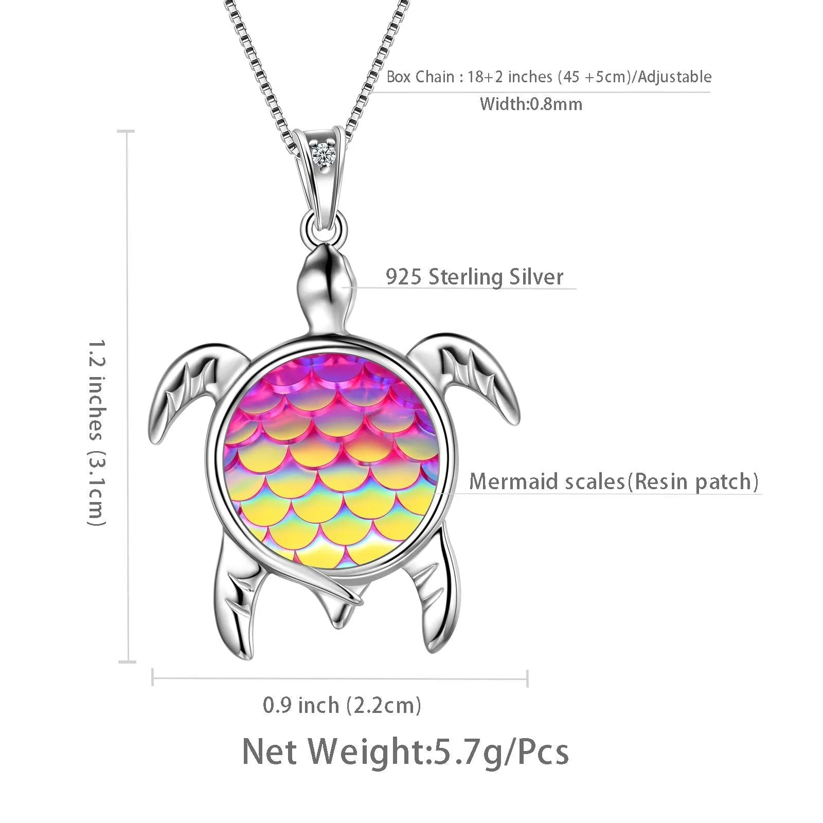 Turtle Pendant Charm Necklace Gradient Pink Women Girls Jewelry Birthday Gift