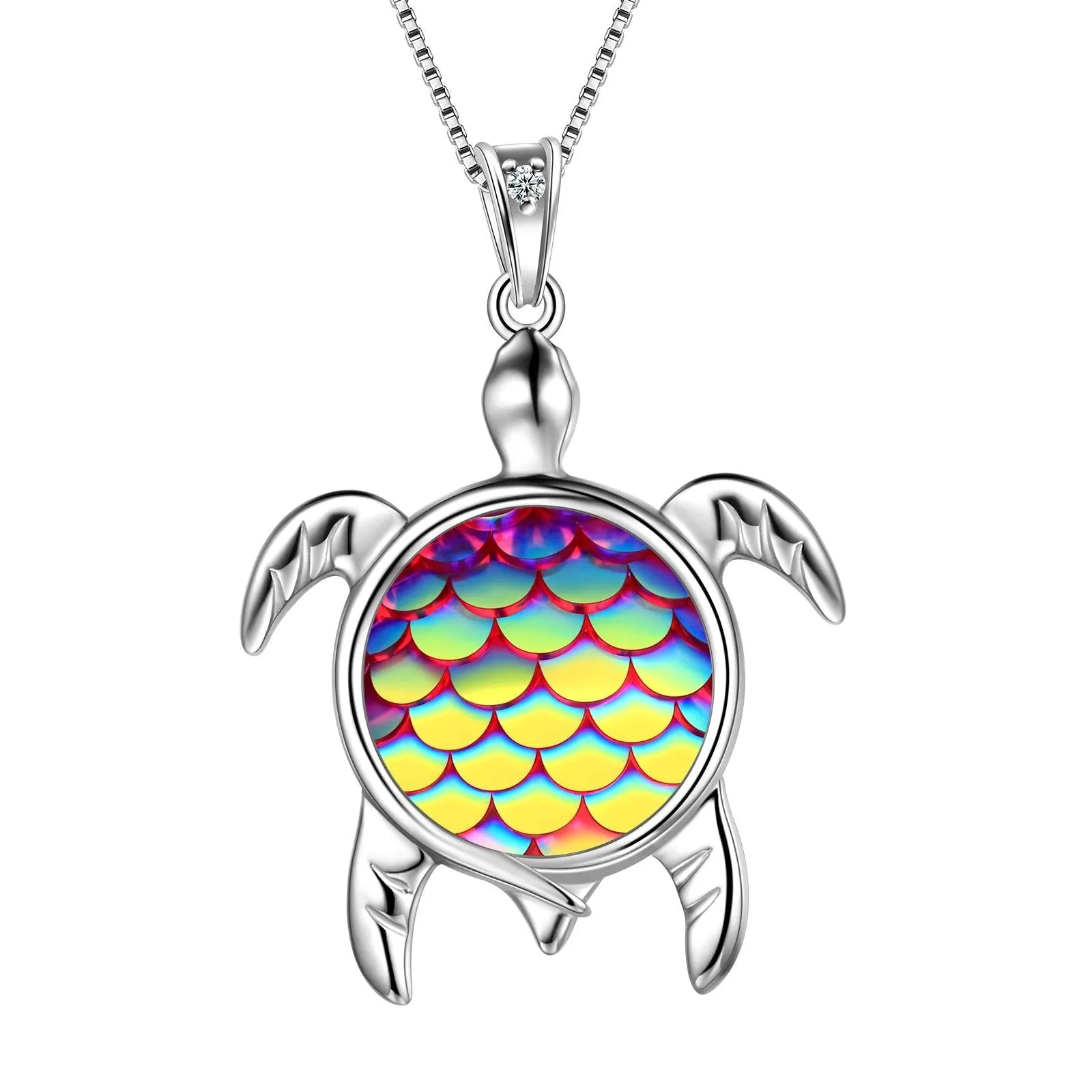 Turtle Pendant Charm Necklace Gradient Purple Women Girls Jewelry Birthday Gift