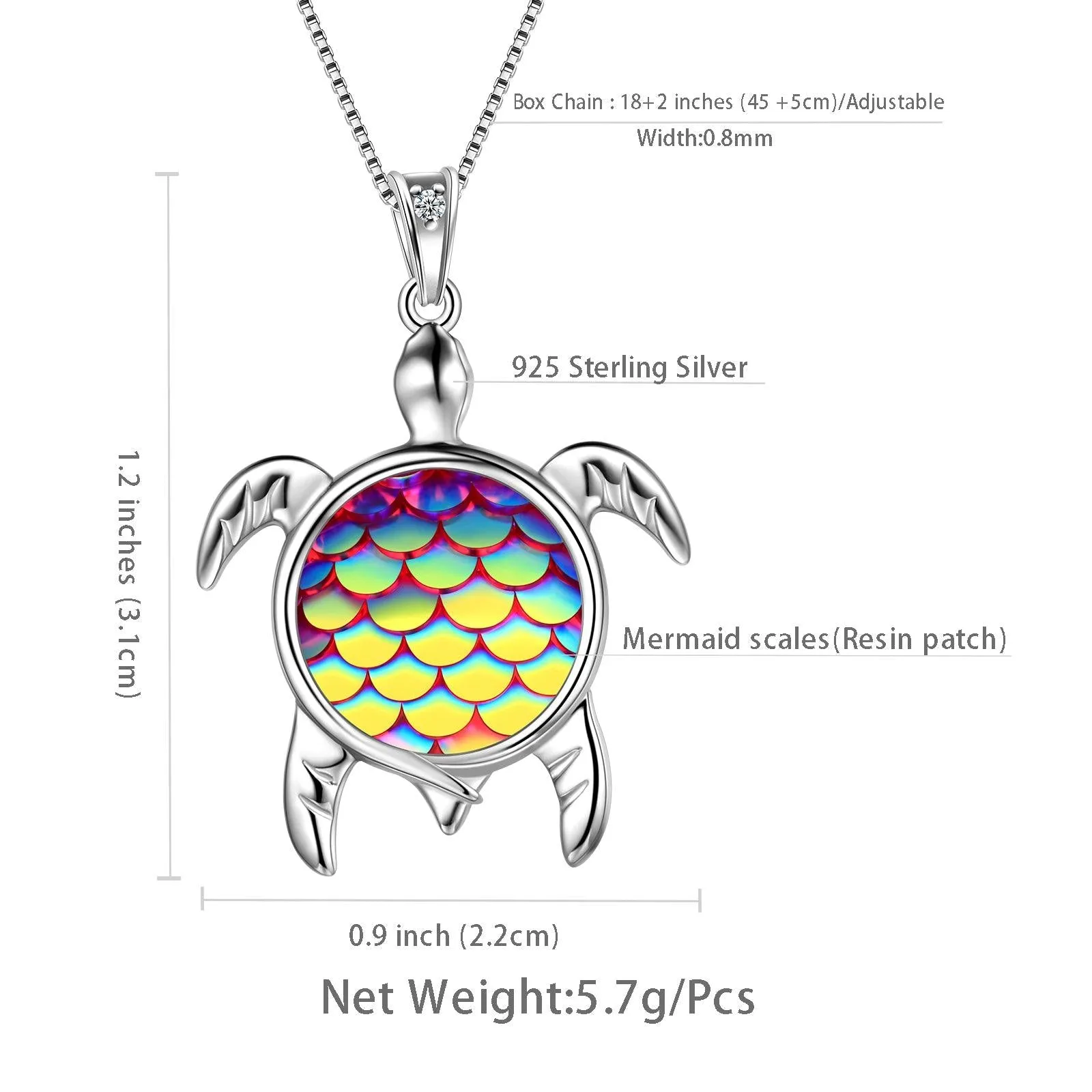 Turtle Pendant Charm Necklace Gradient Purple Women Girls Jewelry Birthday Gift