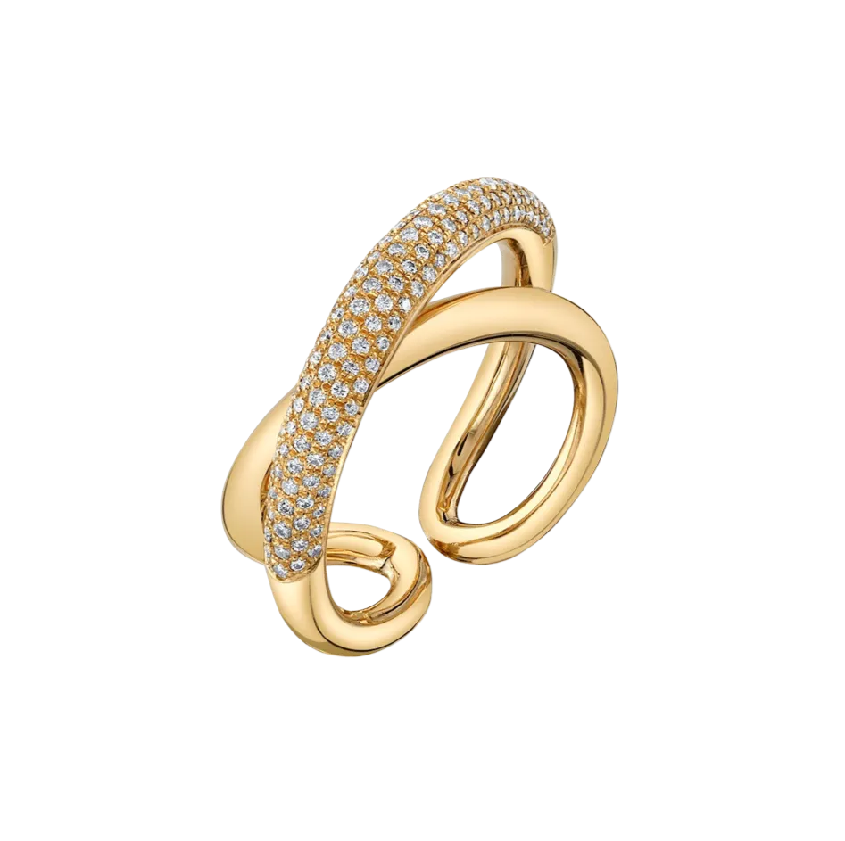 Twisted Ring with White Pavé Diamonds