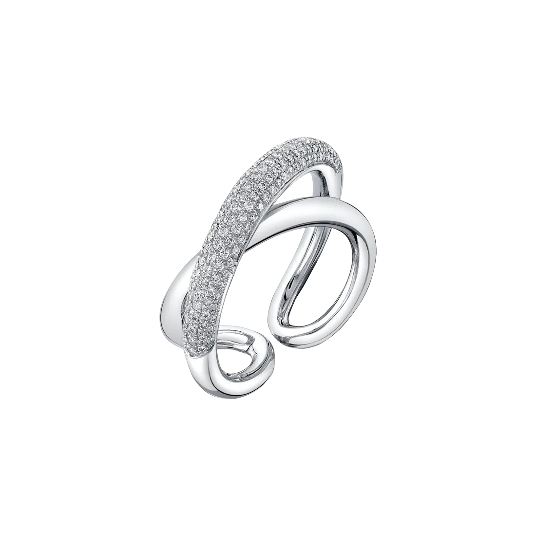 Twisted Ring with White Pavé Diamonds