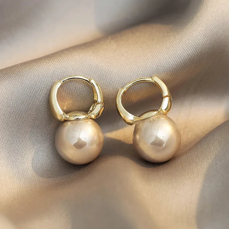 VAIGE Elegant Gold Pearl Drop Earrings - Simulated Pearl, Copper Alloy, Classic Style Fashion Jewelry for Weddings and Special Occasions