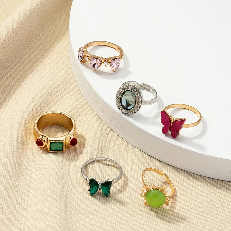 Vienna Verve Collection: 6-Piece Geometric Rings Set - Luxury Design for Every Occasion