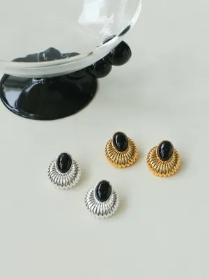 Vintage Black Agate Elegant Earrings