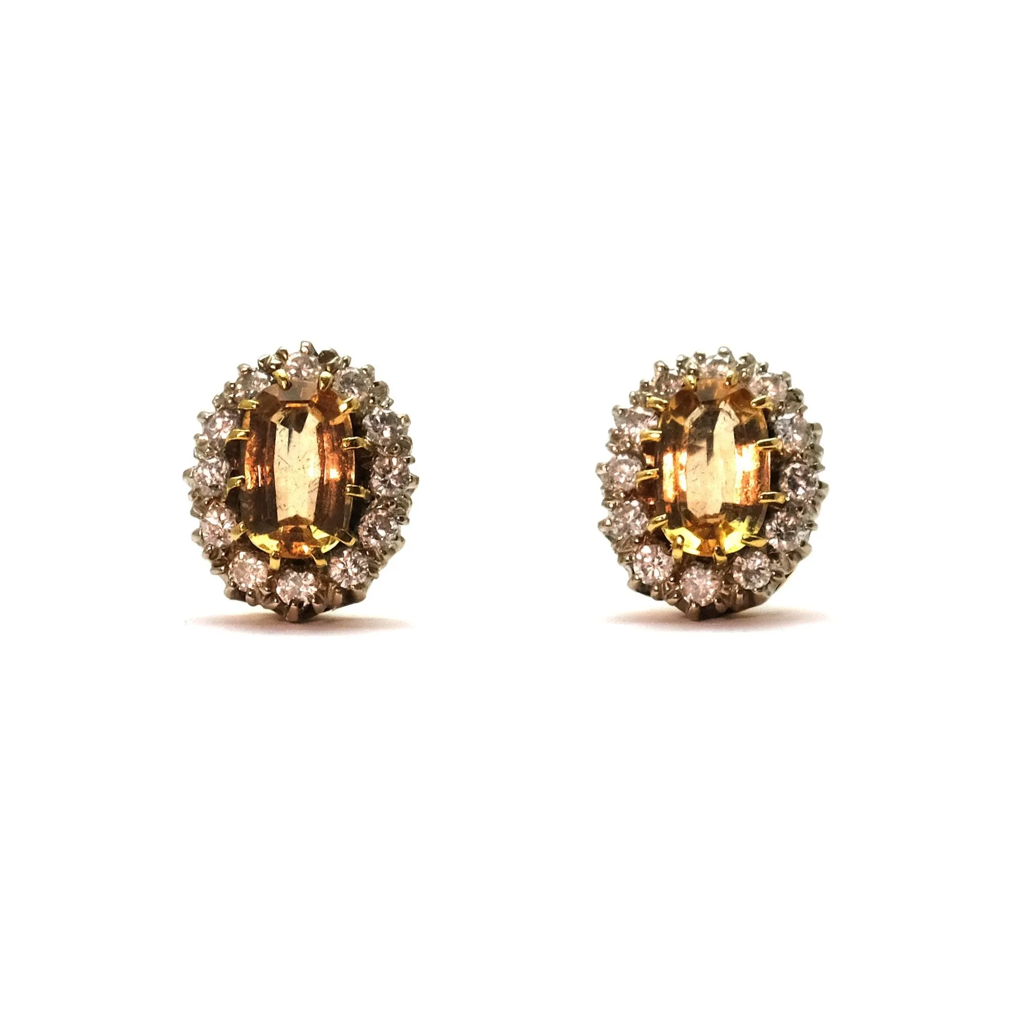 Vintage Topaz And Diamond Cluster Earrings