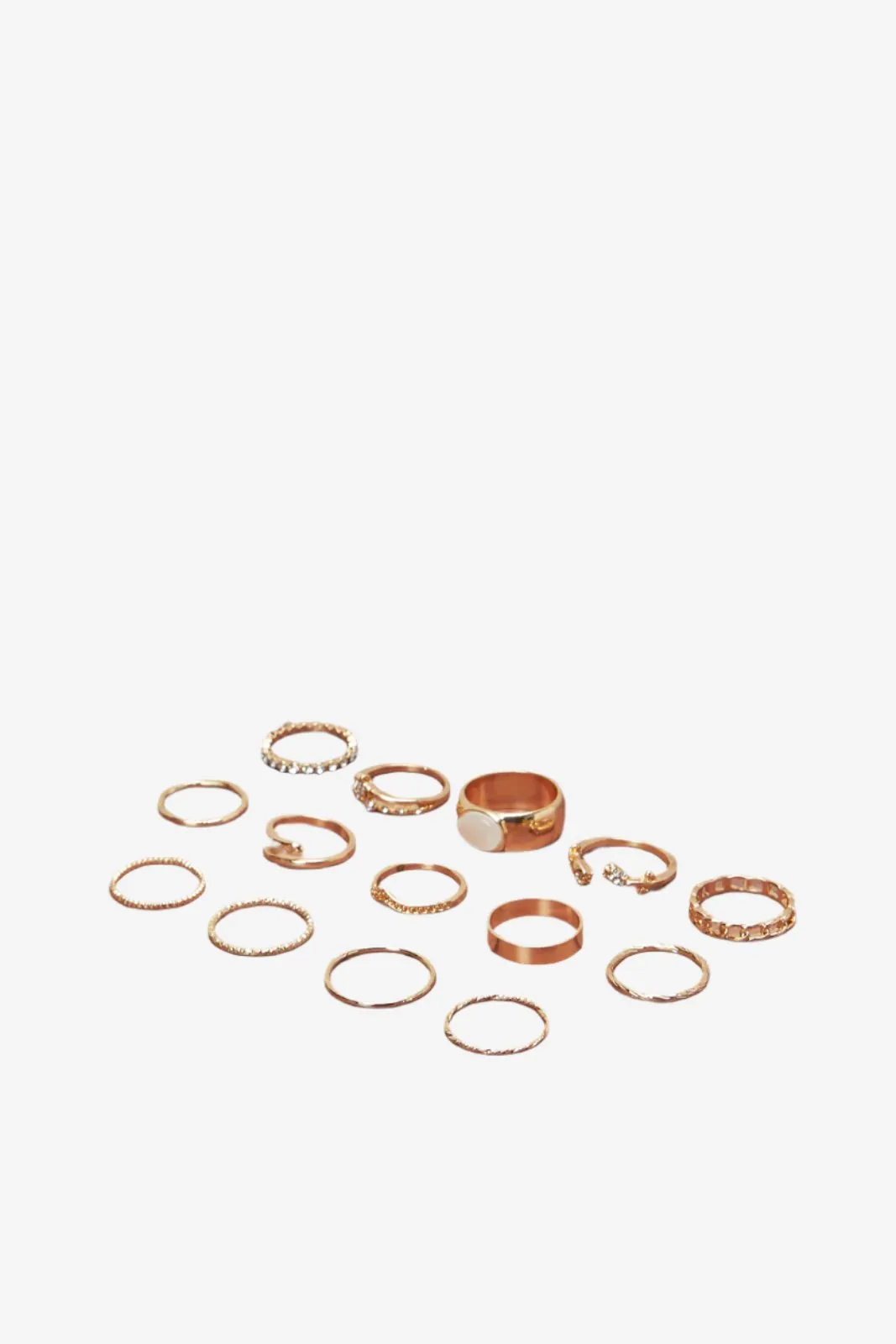 Women Gold Embellished Ring Set (12 Piece)