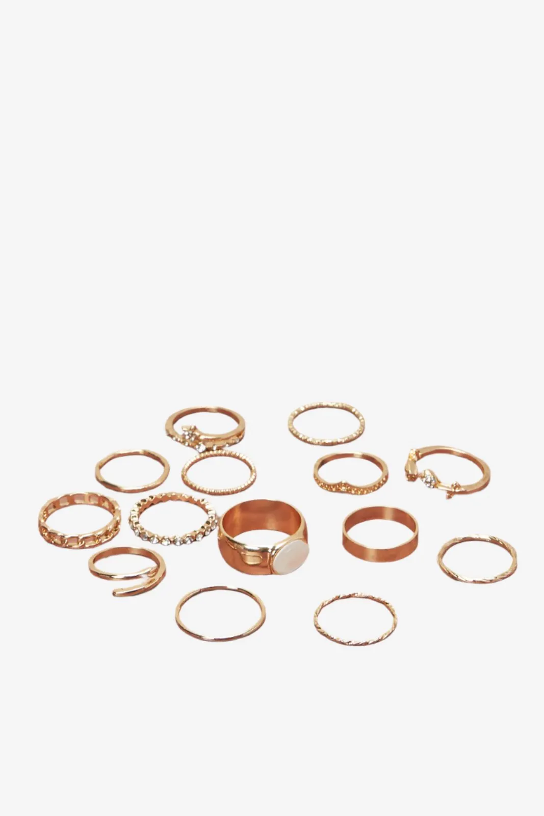 Women Gold Embellished Ring Set (12 Piece)