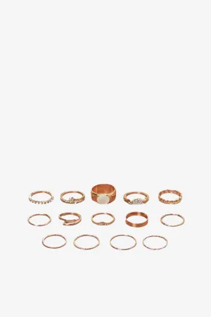 Women Gold Embellished Ring Set (12 Piece)