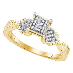 Womens Round Diamond Heart Ring 1/10 Cttw