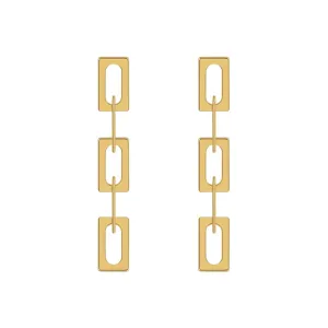 Yellow Chimes Earrings for Women and Girls Fashion Golden Dangler | Western Style Geometric Interlinked Chain Long Danglers Earrings | Birthday Gift for Girls & Women Anniversary Gift for Wife