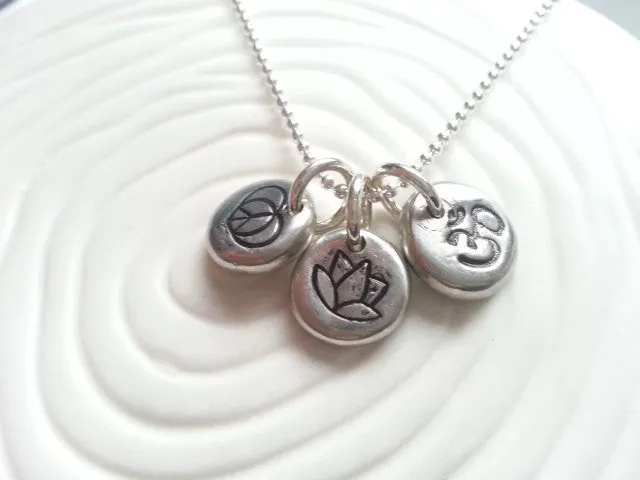 Yoga Trio Necklace | Ohm Peace and Lotus Designs